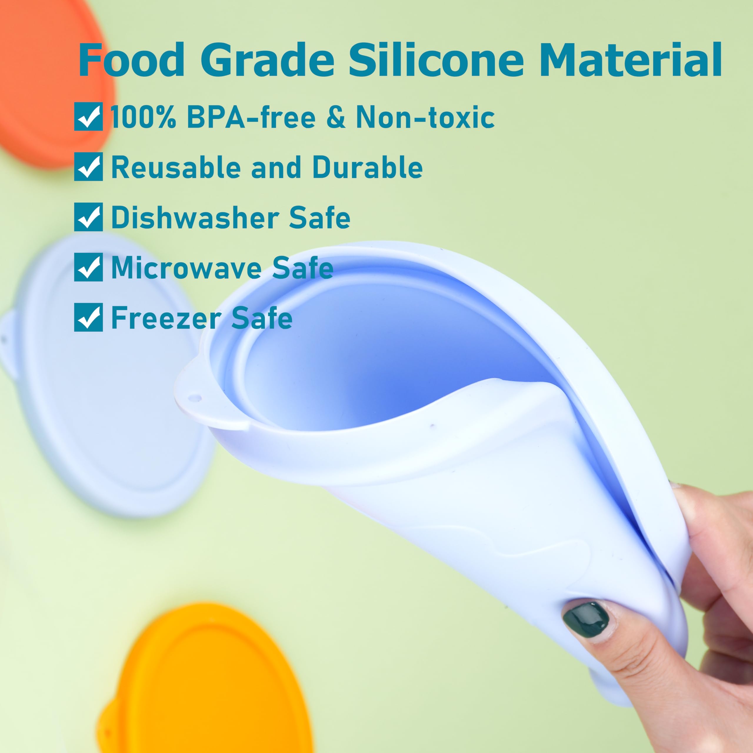 VIOTIIN 1 Cup 2 Cup 4 Cup Round Silicone Replacement Lids for Pyrex 7202-PC, 7200-PC, 7201-PC Glass Bowls, 6 Pack, Microwave & Dishwasher & Freezer Safe (Container not Included)