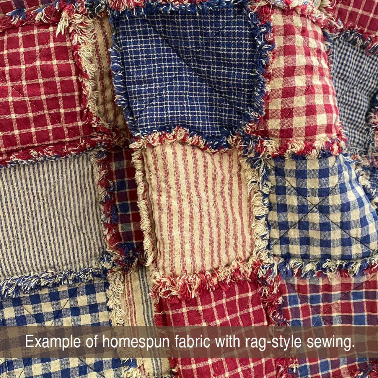 Set of 4 Fat Quarters, Primitive Red Assorted Plaid Gingham Homespun Cotton Fabric Bundle by JCS