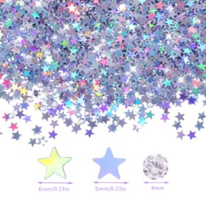 Abeillo 3000 Pcs Glitter Star Confetti with Diamond, 30g 6mm Metallic Foil Sprinkles Table Glitter Confetti, Twinkle Sequins Scatter Star Confetti for Birthday Party Halloween Christmas Decoration