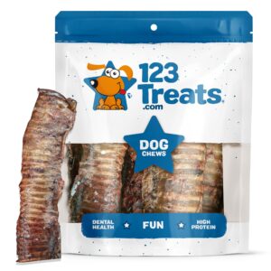 123 Treats Premium Beef Trachea for Dogs – 6 Inch 100% Natural Beef Dog Chews, Rich in Glucosamine and Chondroitin for Joint & Hip Mobility (10 Count)