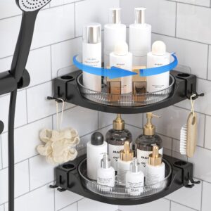 jnfuz corner shower caddy, bathroom wall 360° rotating shower rack adhesive organizers shelves hanging shelf for inside shower, no drilling lazy susan shower storage for bathroom, dorm and kitchen