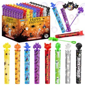 aurotops 80pcs halloween mini bubble wands, halloween party favors for kids, halloween-themed stickers bubble wands for trick or treat, goodie bags, halloween toys gifts for kids