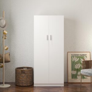 Panana 2 Door Bedroom Wardrobe Closet Bedroom Armoires Home Furniture for Storage (White)