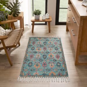 jessica simpson chenille sharona fringe rug - skid-resistnat & washable accent rug - 26" x 51"