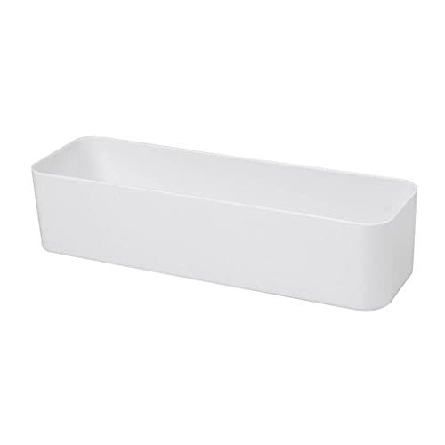 XANHOY Sundries Container For Kitchen Bathroom Office Dorm White Adhesive Mount Storage Organizer Wall-Mounted Storage Box, Long