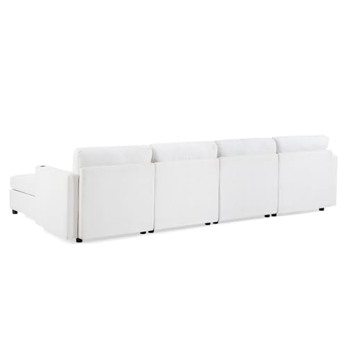 FANYE Oversized Chenille Upholstered Modular Storage Sectional Sofa Couch W/2 Movable Ottomans & Cupholders, U-Shaped Free Combined Sofa&Couch Convertible Sleeper Sofabed for Living Room