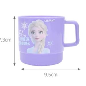 Lilfant Set of 2, Frozen Elsa Princess Mug, Plastic Cup with Handle, 250ml, Purple