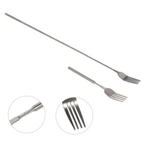 Malemollygebide Retractable Creative Kitchen Stainless Steel Fork,Machine washable,Scratch-Resistant,Portable, Silver Color,Easy to Clean,Extended to 25 Inches,Shortest to 8.67 Inches