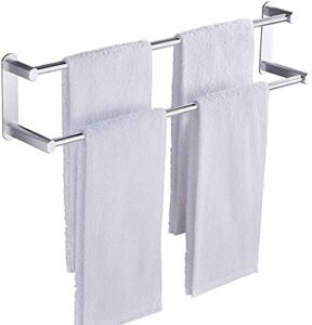 teidea double tea towel holder for hanging over the kitchen cupboard door no drilling necessary also suitable as a bath towel rail(color:silver;size:81cm)