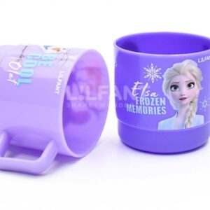 Lilfant Set of 2, Frozen Elsa Princess Mug, Plastic Cup with Handle, 250ml, Purple