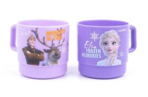 lilfant set of 2, frozen elsa princess mug, plastic cup with handle, 250ml, purple