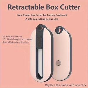 Box Cutter Retractable, Box Opener, Ceramic Box Cutter, Mini Box Cutter, Safety Box Cutter, Cute Box Cutter, Small Box Cutter For Women (Ceramic-Pink)