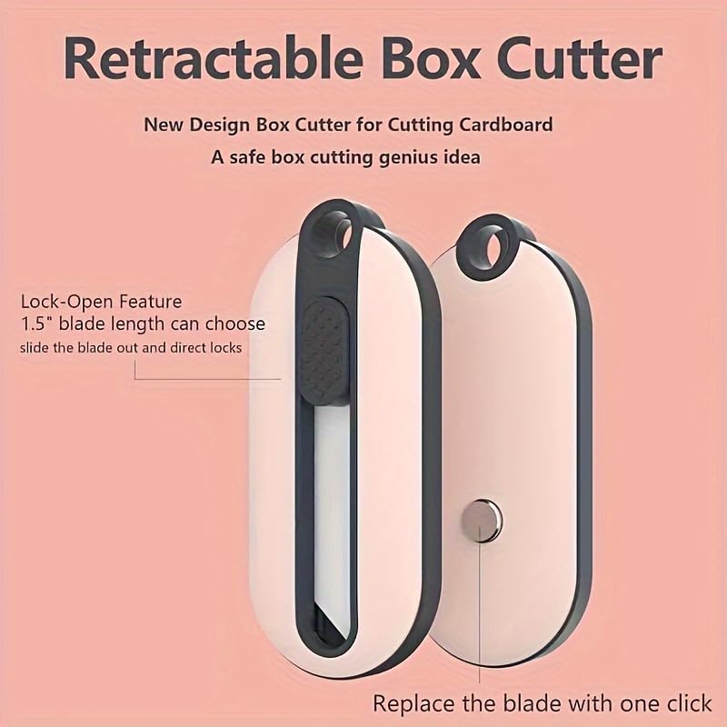 Box Cutter Retractable, Box Opener, Ceramic Box Cutter, Mini Box Cutter, Safety Box Cutter, Cute Box Cutter, Small Box Cutter For Women (Ceramic-Pink)