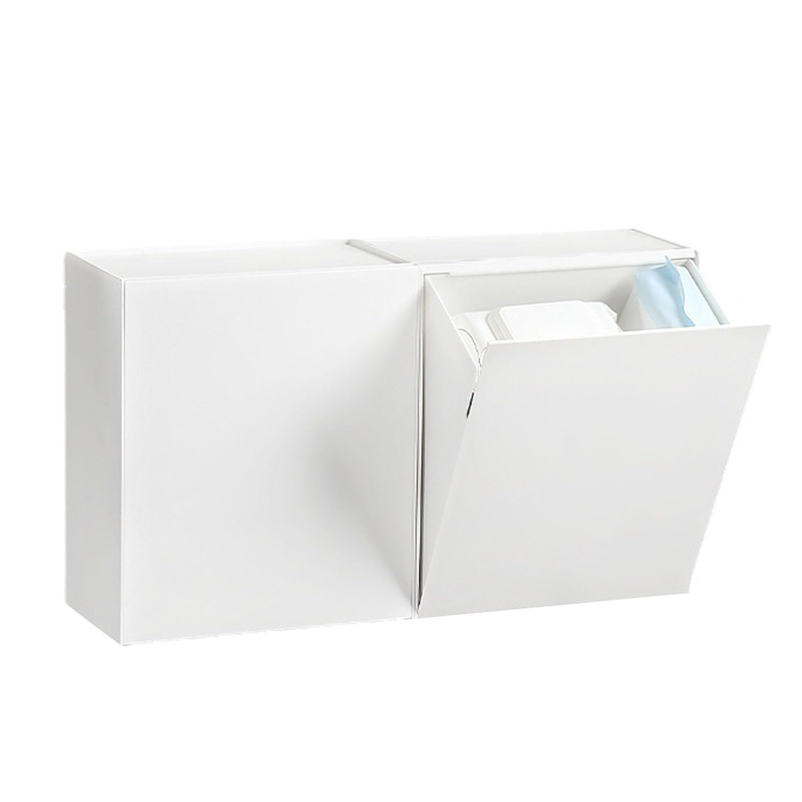 NOENNULL Wall Mounted Storage Box Flip Lid Design Space Saving Large Capacity Wall Mounted Storage Organizer Box for Cotton Swab Floss Tissue (White), NOENNULLvabu4k12tr-11