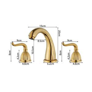 LIANTE Antique Brass Finished Bathroom Bathtub Faucet Double Handles 3 pcs Basin Mixer Tap Gold Sink Faucet Bathroom Basin Faucet,Kitchen Faucet