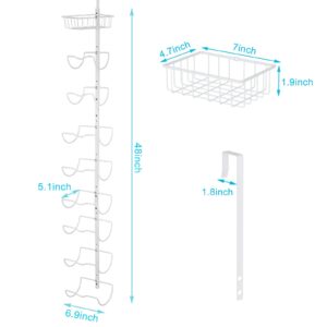 X-cosrack 9-Tier Over The Door Towel Racks for Bathroom - Wall Mounted Metal Towel Holder-Rolled Towel Organizer Door Hanging Towel Storage-Matte White