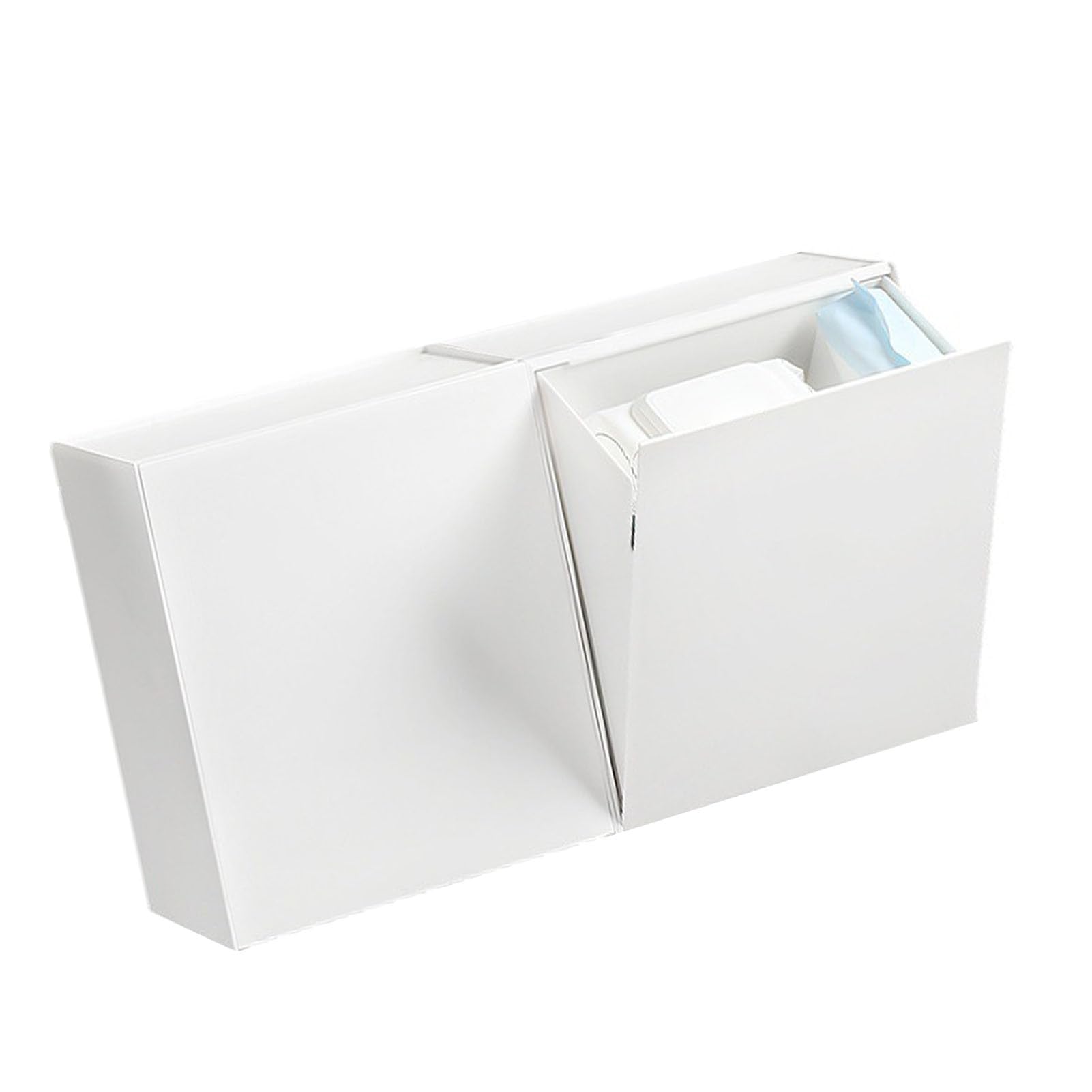 NOENNULL Wall Mounted Storage Box Flip Lid Design Space Saving Large Capacity Wall Mounted Storage Organizer Box for Cotton Swab Floss Tissue (White), NOENNULLvabu4k12tr-11