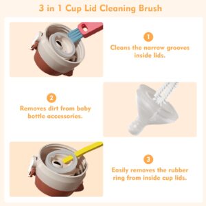 NONENDU 3 in 1 Cup Lid Cleaning Brush, Portable Cup Cleaner Brush, 2024 New Water Bottle Cleaner Brush, 3 in 1 Multifunctional Cleaning Brush for Home Kitchen Cleaning Tools（3PCS）