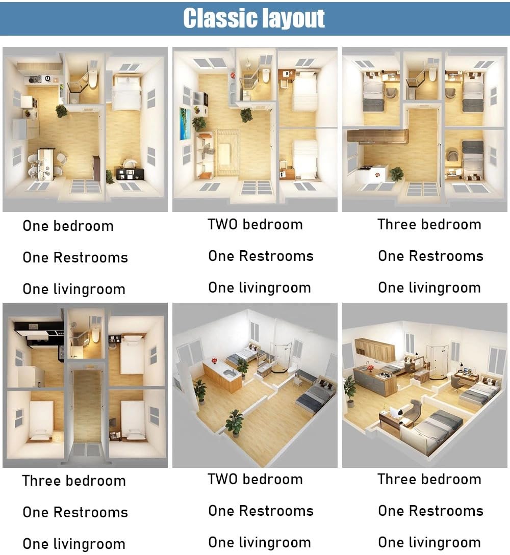 Generic Portable Prefabricated 40 FT Tiny Expandable Container House Standard with ensuite,2 Bedroom Granny Flat- Equipped with 3 Rooms, a Living Room, a Toilet and a Bathroom., Customizable