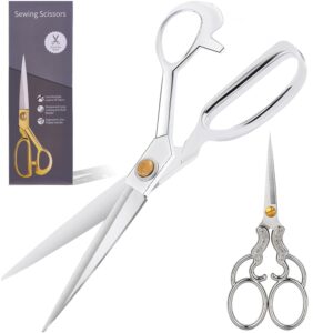 10 inch sewing scissors for fabric cutting,zinc alloy handle,sharp stainless steel blades,fabric scissors for dressmakers craft decorate(silver)