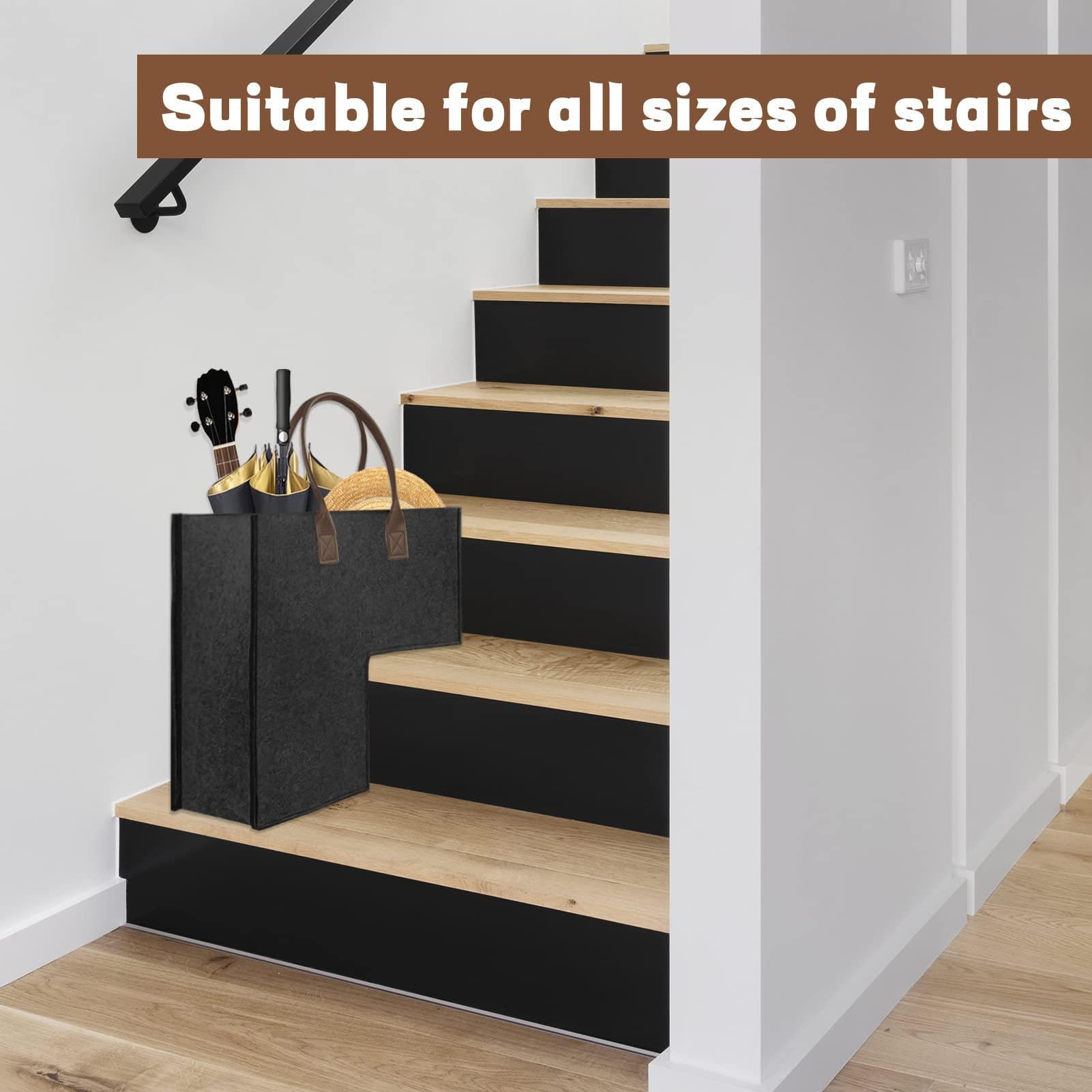 Stair Basket, Step Storage Basket, L-Shaped Design Step Storage Organizer, Staircase Baskets For Carpeted Stairs, Foldable Step Storage Laundry Basket, Staircase Baskets for Carpeted Steps, Hard Board