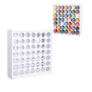 han sheng 49 holes craft paint storage organizer wall mounted craft paint storage rack stand removable paint organizer box 2oz paint bottle organizer