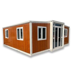 20ft Portable Container Prefab Mobile House with 2 bedrooms, 1 Bath, Kitchen, Windows and Doors (Customizable) for Outdoor Use, Adult Living and Storage with Steel Frame.