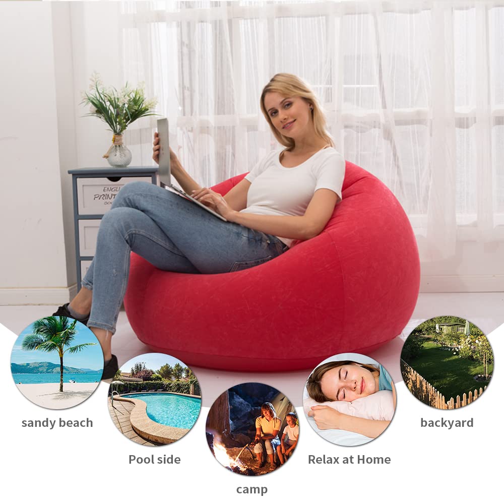 STARBRILLIANT Lazy Inflatable Sofa with Air Pump, Foldable Lounge Chair, Single Person Plush Sofa, Inflatable Outdoor Study Chair,43″x43″x43″