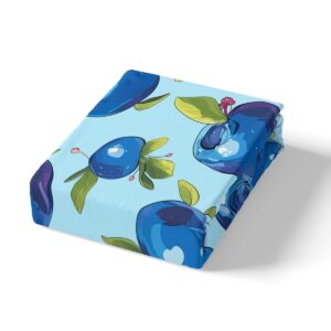 Manfei Cartoon Blueberry Kids Duvet Cover Set Queen Size,Summer Tropical Fruits Bedding Set,Boys Girls Room Decor,Hawaii Summer Beach Comforter Cover,Blue Green Quilt Cover,2 Pillowcases