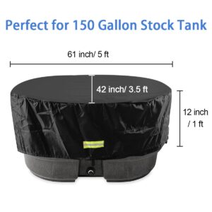 Rubermaid 150 Gallon Oval Stock Tank Cover for Cold Plunge Insulated Hot Tub Cover Outdoor Ice Bath Cover Water Trough Cover Farm Water Tank Cover Horse Trough Cover Stock Pond Cover Waterproof