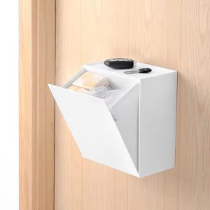 NOENNULL Wall Mounted Storage Box Flip Lid Design Space Saving Large Capacity Wall Mounted Storage Organizer Box for Cotton Swab Floss Tissue (White), NOENNULLvabu4k12tr-11