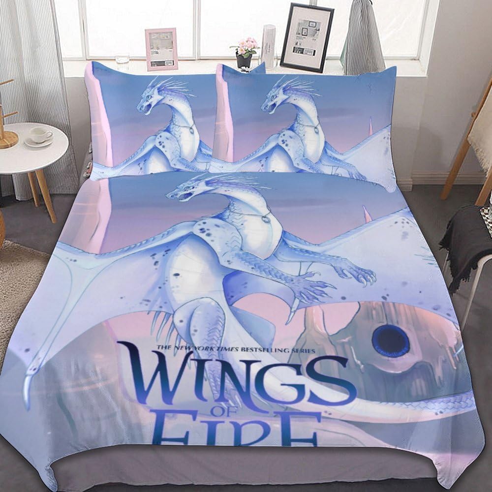 SHELLCELL Wings-of-Fire Dragon 3 Pieces Duvet Cover Set, Soft Bedding Comforter Cover Set with Zipper Closure, 1 Duvet Cover and 2 Pillowcases for Bedroom All Season 79"x90"