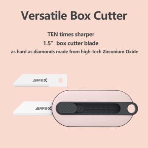 Box Cutter Retractable, Box Opener, Ceramic Box Cutter, Mini Box Cutter, Safety Box Cutter, Cute Box Cutter, Small Box Cutter For Women (Ceramic-Pink)