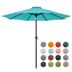 tempera 10ft patio market outdoor table umbrella with push button tilt and crank,large sun umbrella with sturdy pole&fade resistant canopy,easy to set, turquoise