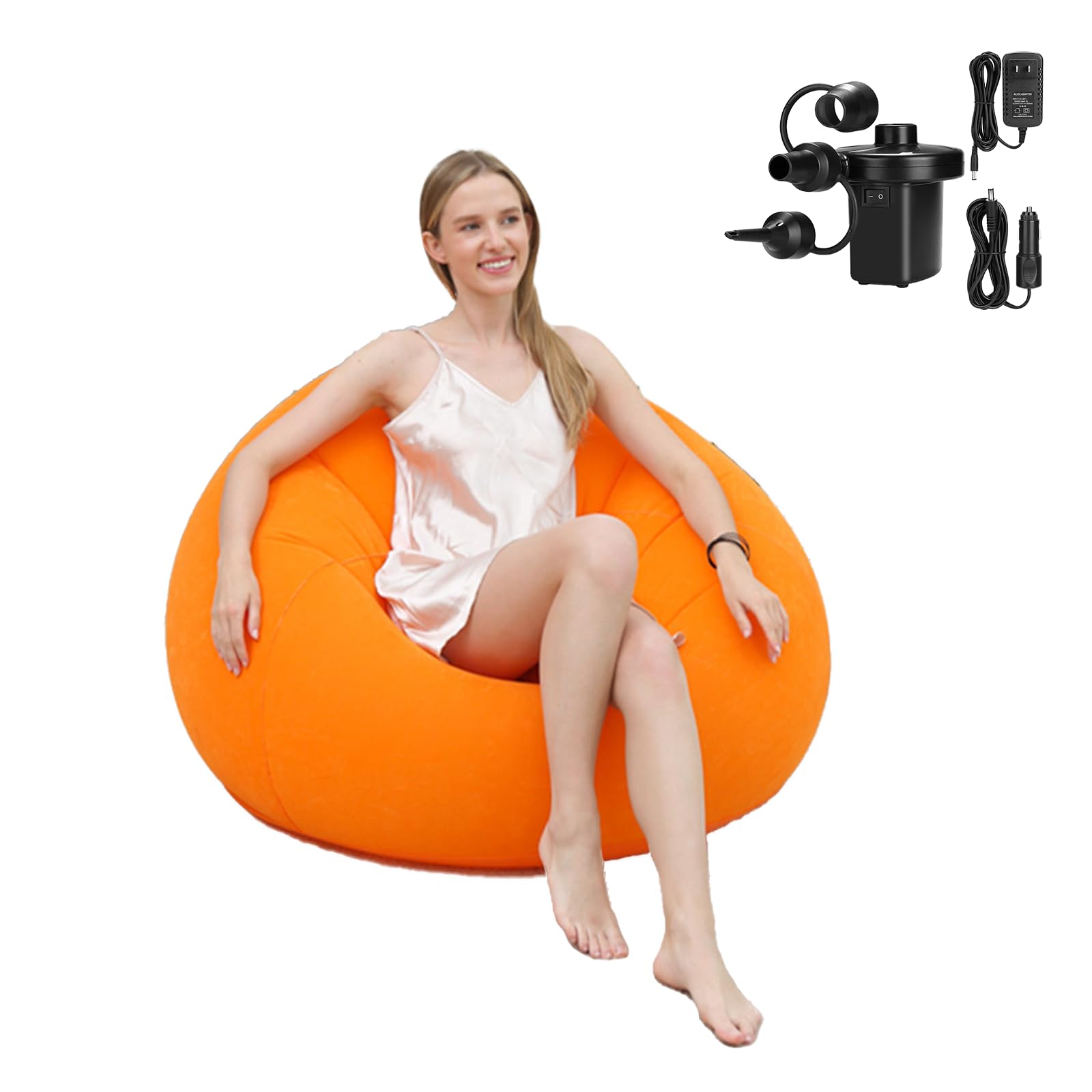 STARBRILLIANT Lazy Inflatable Sofa with Air Pump, Foldable Lounge Chair, Single Person Plush Sofa, Inflatable Outdoor Study Chair,43″x43″x43″