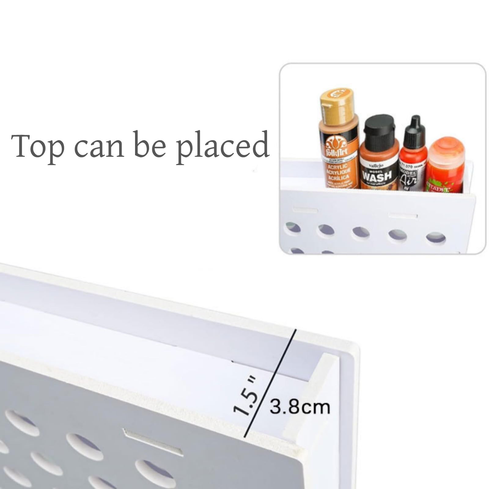 HAN SHENG 49 Holes Craft Paint Storage Organizer Wall Mounted Craft Paint Storage Rack Stand Removable Paint Organizer Box 2oz Paint Bottle Organizer