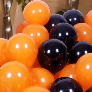 ADOINBY Black and Orange Balloons, 70Pcs 12inch Black Orange Latex Balloon and Confetti Balloons for Halloween Celebration Trick or Treat Party Spooky Ghost Party Bar Anniversary Graduation Decoration