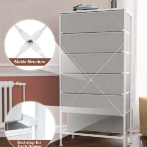 Crestlive Products Rattan Dresser Storage Tower, Tall Fabric Dresser, Chests of Drawers, Wood Top &Wood Handles - Organizer Unit for Bedroom, Hallway, Entryway, Closets - 6 Drawers (White)