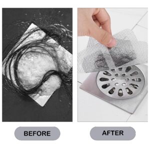 30 PCS Pack, 4" X 4" Disposable Shower Drain Mesh Strainer, Multifunctional Shower Drain Cover Hair Catcher for Bathroom Laundry Bathtub Kitchen Sink, Hair Drain Sticker for Human and pet