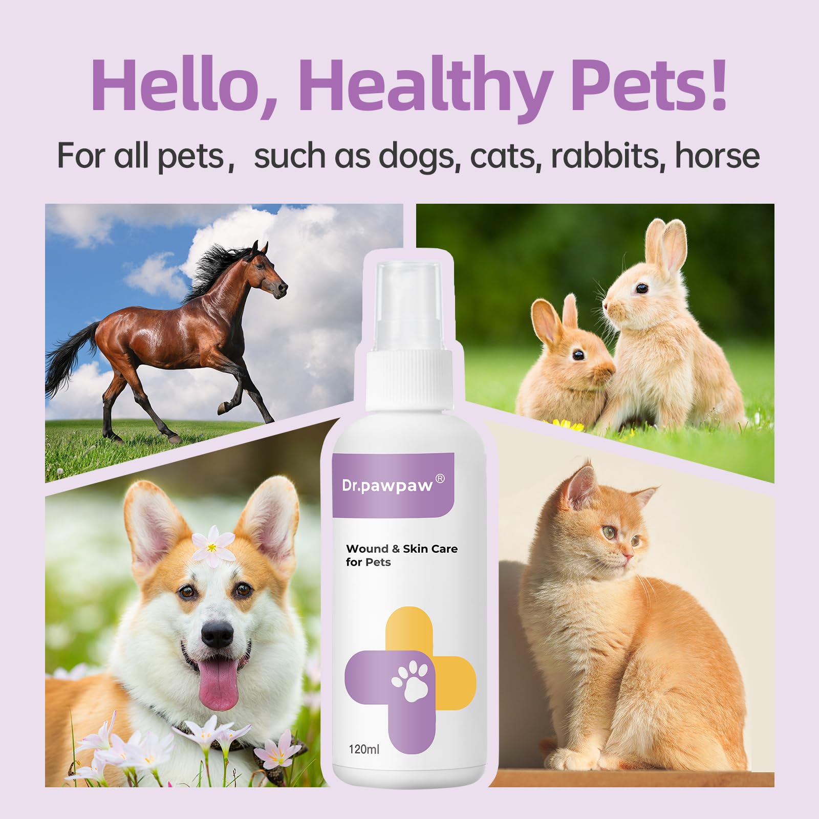 Hot Spot Treatment for Dogs & Cats - Allergy Itch Relief and Wound Care Spray - Dog Skin Irritation & Infection Treatment - Gentle Formula and Lick Safe for All Animals - 4 Fl Oz