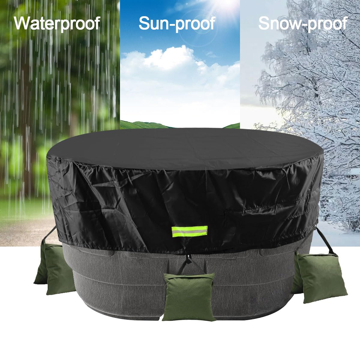 Rubermaid 100 Gallon Oval Stock Tank Cover Openning Zipper Cold Plunge Insulated Hot Tub Cover Outdoor Oval Ice Bath Cover Water Trough Cover Farm Water Tank Cover Horse Trough Cover Stock Pond Cover