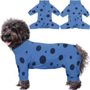 comwish dog surgery suit long sleeve, dog recovery suit female male with zipper closure post spay, neuter, dog onesie shedding suit full coverage bodysuit (blue, s)