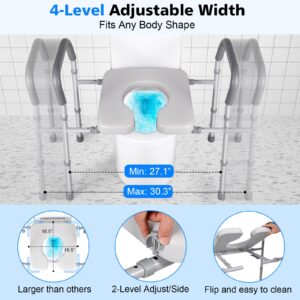 Takuyada Width & Height Adjustable Raised Toilet Seat with Handles for Elderly, Toilet Seat Risers for Seniors, Toilet Riser with Handles, Elevated Toilet Seat with Handles, Handicap Toilet Seat Riser