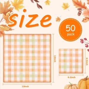 ​Quera 50 Pack Fall Plaid Paper Napkins Autumn Cocktail Napkins Tartan Check Scottish Square Disposable Bar Napkins for Thanksgiving Party, Baby Shower, Celebration Party