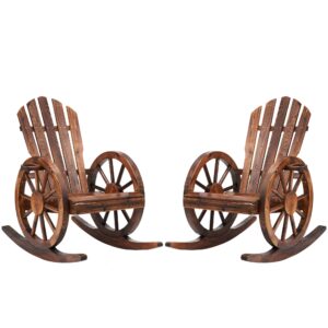 outguava outdoor wooden rocking chairs set of 2, adirondack rocker chairs oversized patio rocking chairs for porch lawn garden poolside