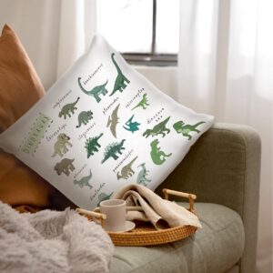 Qlmx Dinosaur Silk Pillow Cases for Kids Pillowcase - 18x18 Pillow Cases Decorative Pillow Covers for Bed, Dinosaur Pillowcase Satin Pillowcase for Hair and Skin, Cotton Kids Pillow Cover for Boys