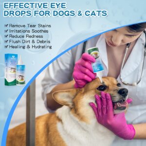 Morikey Pet Eye Drops,Gentle&Safe Dog Eye Drop for Infection,Relieve Eyes Itching & Irritation,Remove Tear Stains,Safe for All Animals, 4.06oz,120ml