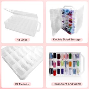 Kokorosa Double Sided Thread Box Storage,46 Grids Sewing Organizer,Portable Plastic Organizer for Crafts Embroidery Sewing Small Toy Embroidery Floss