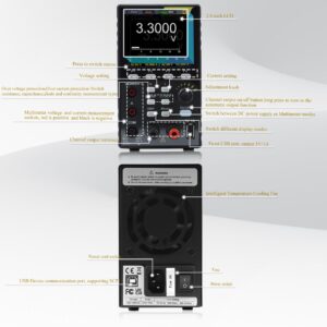 2 in 1 DC Power Supply Multimeter 60V/ 10A Benchtop Power Supply Multiple Protections 2.8" LCD USB Charging (60V/10A/300W/ATM6301)