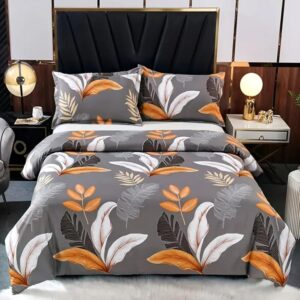 jaqwll 3pcs leaf printed duvet cover set - soft and cozy bedding for all seasons twin